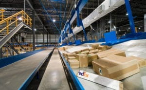 fedex sorting facility sorting area with packages greensboro nc