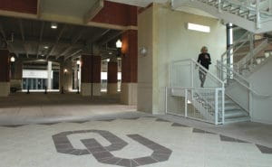 university of oklahoma ou asp parking garage interior lobby stairs norman ok