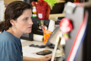 FSB STEM professional, Cathleen Guthery, working at her desk