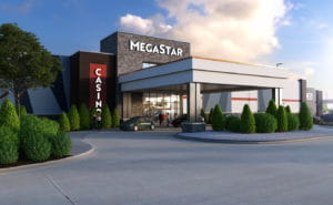 MegaStar Casino exterior rendering of front entrance during the day